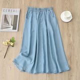 BreezeFit™ – Lightweight Loose Denim Skirt (Elastic Waist, A-Line)