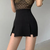 Women's Black Split Skirt Shorts