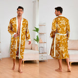 Men’s Leopard Satin Bathrobe Set