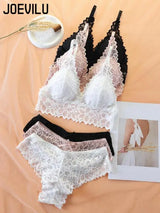 Women Contrast Lace Bra Set