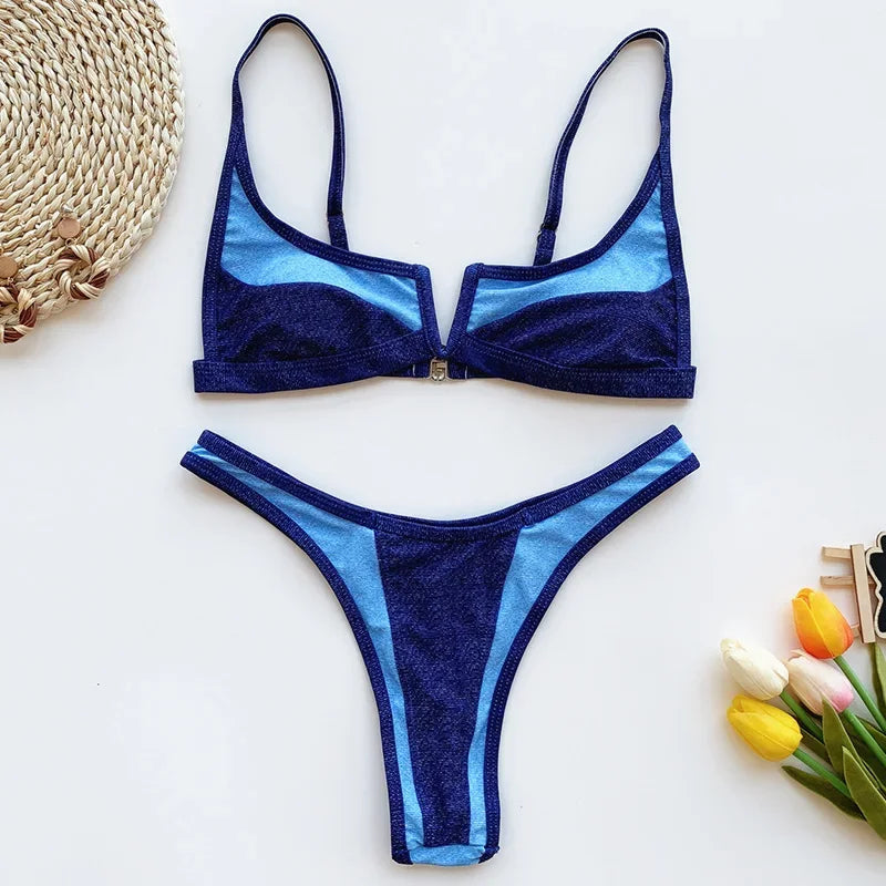 Denim V-Thong Bikini