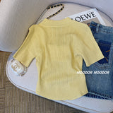 Women's Gold Button Ice Silk Cardigan
