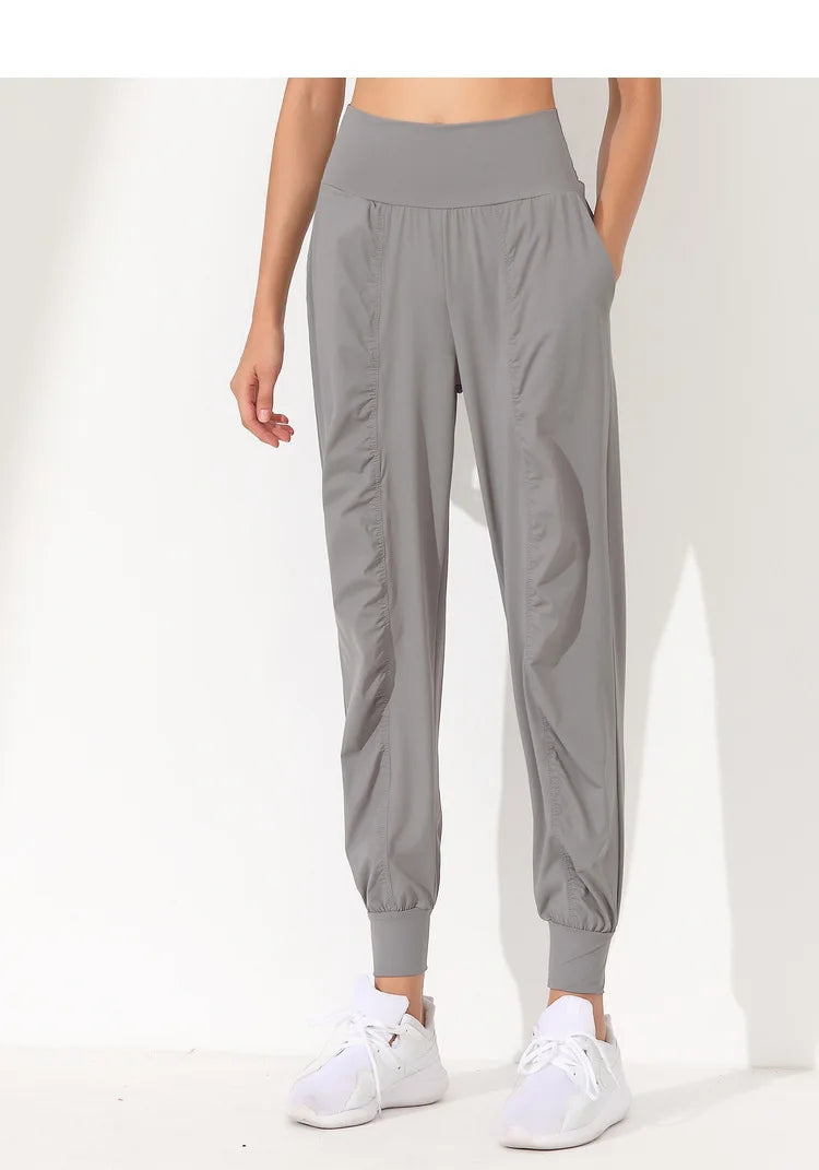 Hearuisavy Loose Quick-Dry Yoga Pants – Pleated Jogging Capris with Pockets