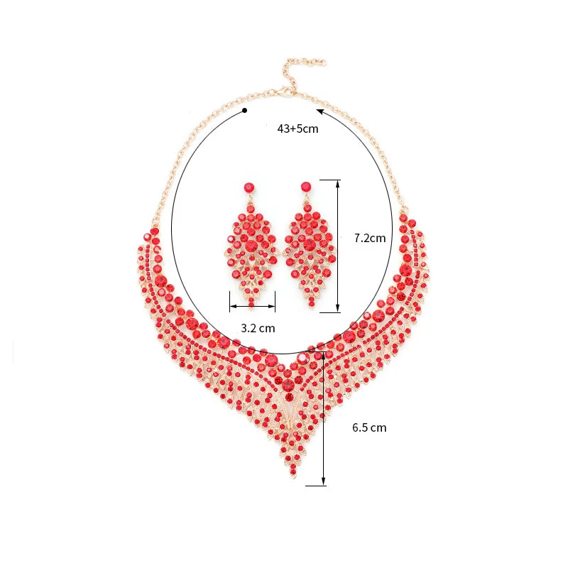 Red Crystal Bridal Statement Jewelry Set