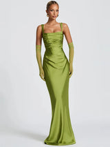 Luxe Satin Halter Evening Gown