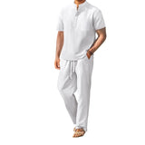 Men Henley Shirt Pants Set