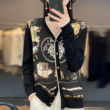 Women's Silk Print Wool Cardigan