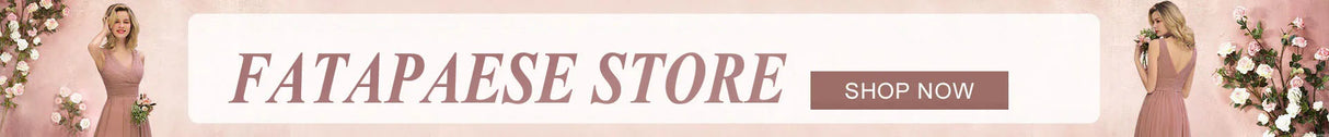 FATAPAESE Store banner promoting styles with elegant floral accents and a call to action to shop now.