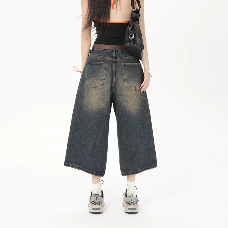 OverEase™ – Vintage Oversize Denim Shorts 2025 (Wide Leg, Relaxed & Throwback Inspired)