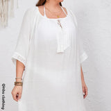 Women White Sleeveless A-Line Dress
