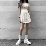 Women Mid Calf Boots Chelsea Lace Up Style