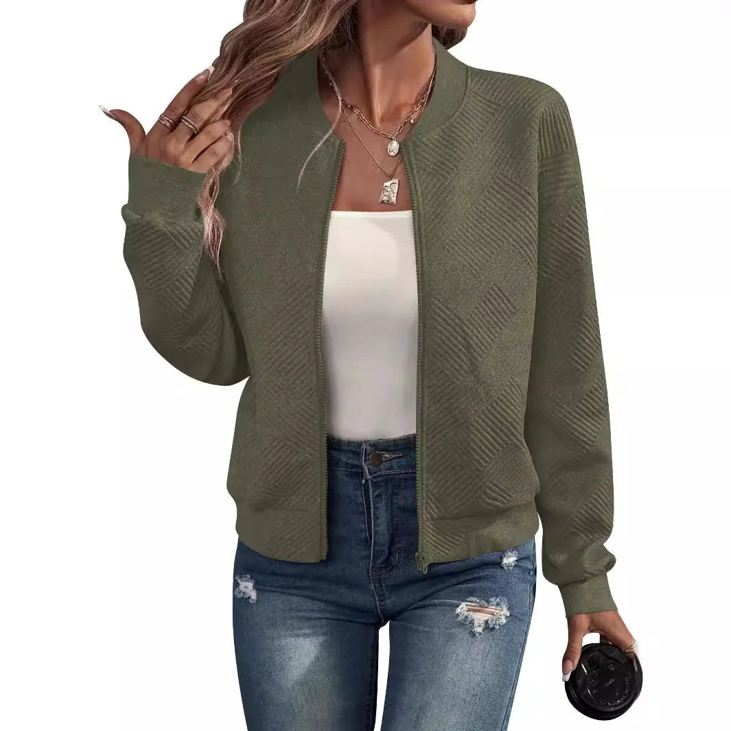 Casual Zipper Baseball Collar Women's Jacket