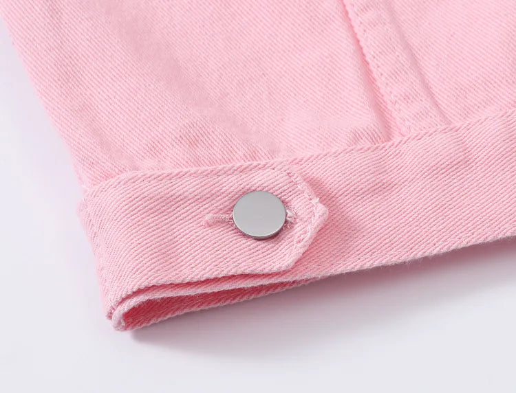 Women’s Pure Color Lapel Denim Jacket