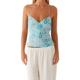 Lace Halter V-Neck Top