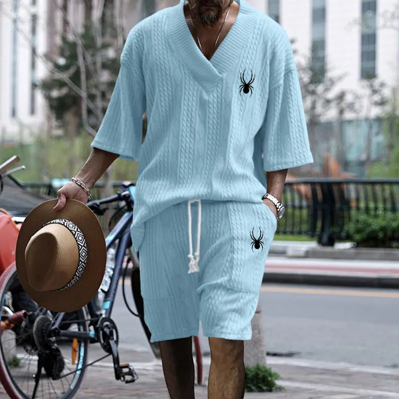 Men Jacquard Shorts Set