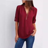 Luna Deep V-Neck Chiffon Blouse