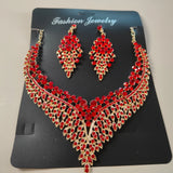 Red Crystal Bridal Statement Jewelry Set