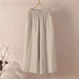 Women Wide Leg Cropped Pants with Pockets