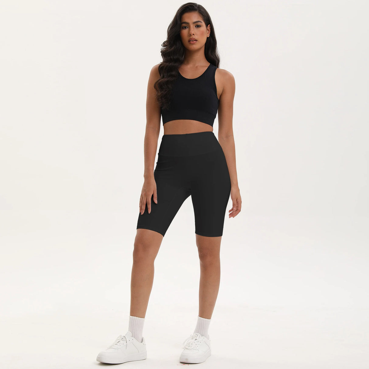 Women High Waist 3 Pocket Bike Shorts