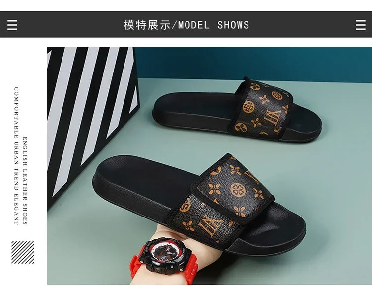 Men Genuine Leather Summer Sandals Slippers