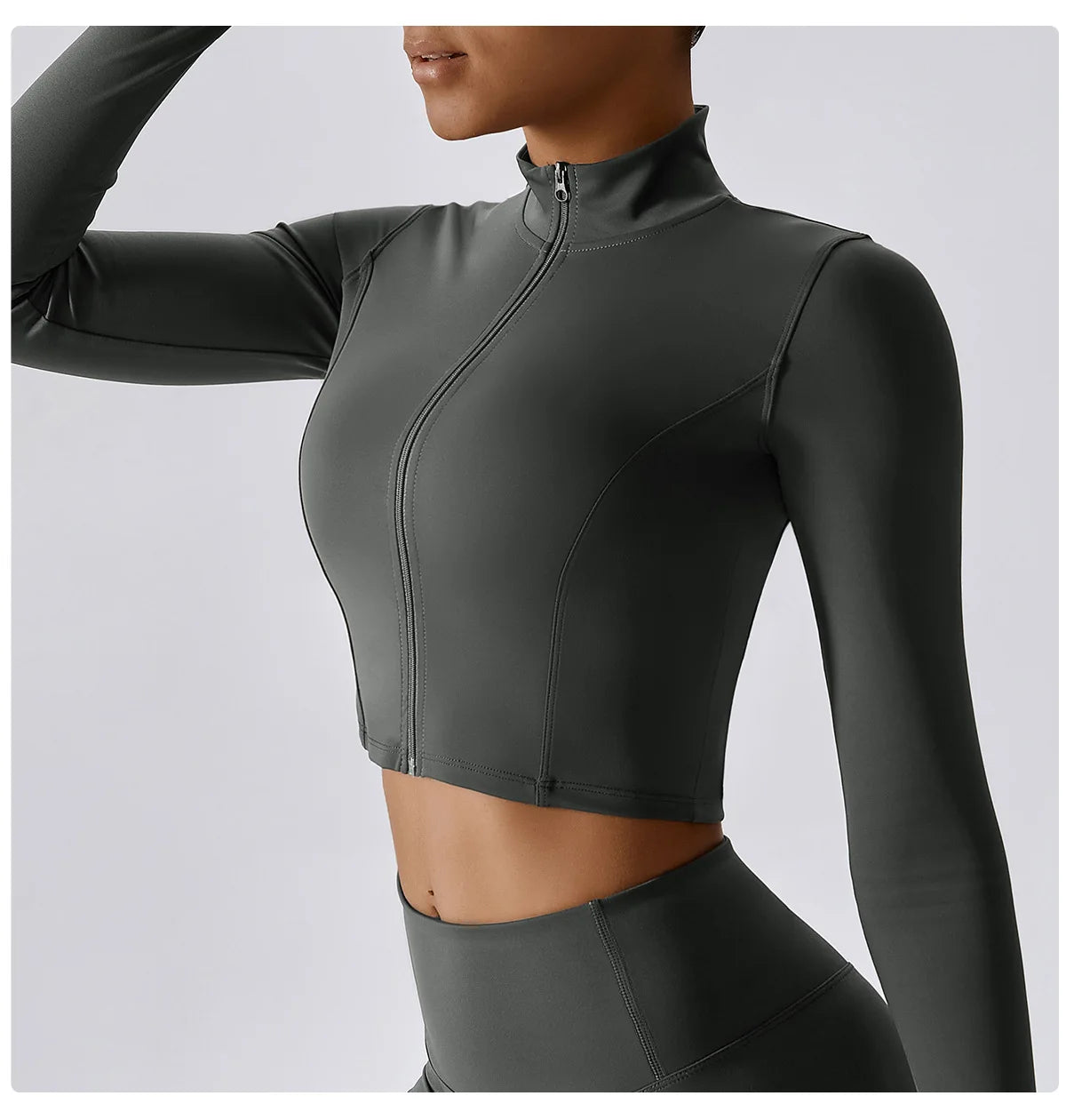 Women's Sexy Zip Long Sleeve Yoga Jacket – Workout Running Cycling Top