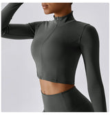 Women's Sexy Zip Long Sleeve Yoga Jacket – Workout Running Cycling Top