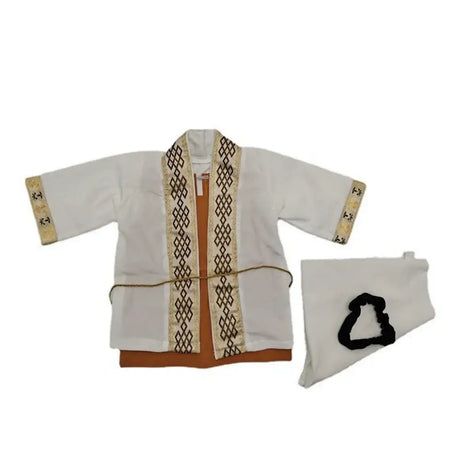 BABI Boy Clothes Creative Mini Suitcase featuring a stylish white outfit with intricate patterns for baby boys aged 0-12 months.