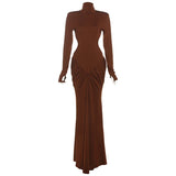 Women's Backless Ruched Maxi Dress