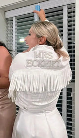 Personalised Pearl Denim Jacket for Bachelorette Party