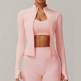 Women's Zip Long Sleeve Yoga Jacket – Slim Fit Gym Training Top
