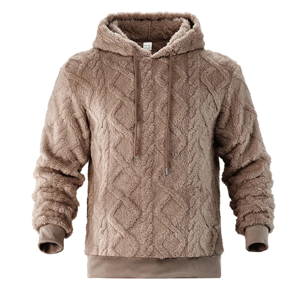 Men Velvet Hooded Pullover Sweater