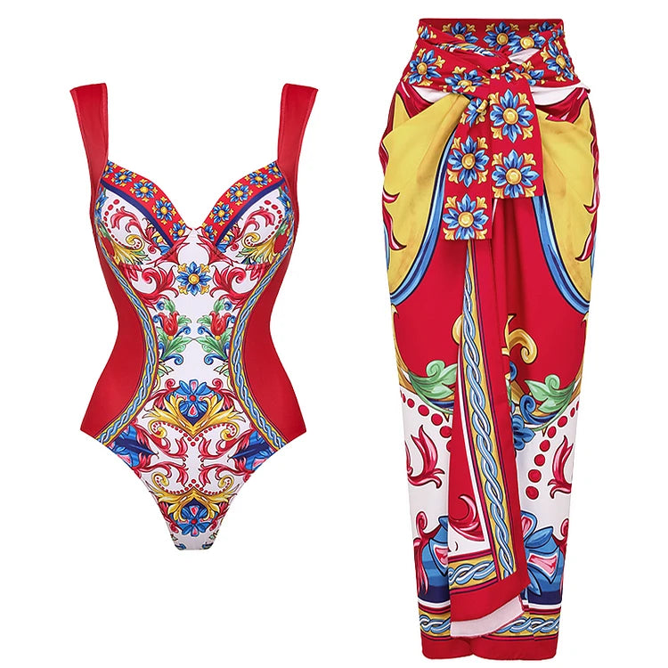 Vintage Print One Piece