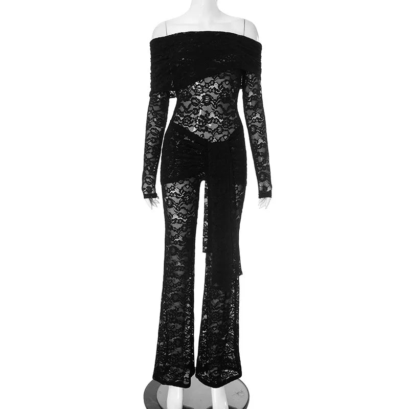 LaceReign™ – See-Through Party Jumpsuit (Seductive, Sheer & Chic)