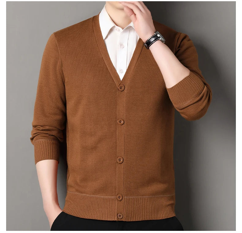 Men V-Neck Knit Cardigan