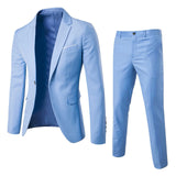 Men Slim Fit Business 2-Piece Suit