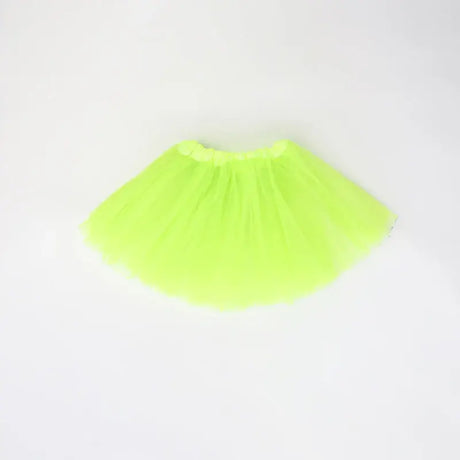 Bright neon green tulle skirt for girls, perfect for parties and summer fun.