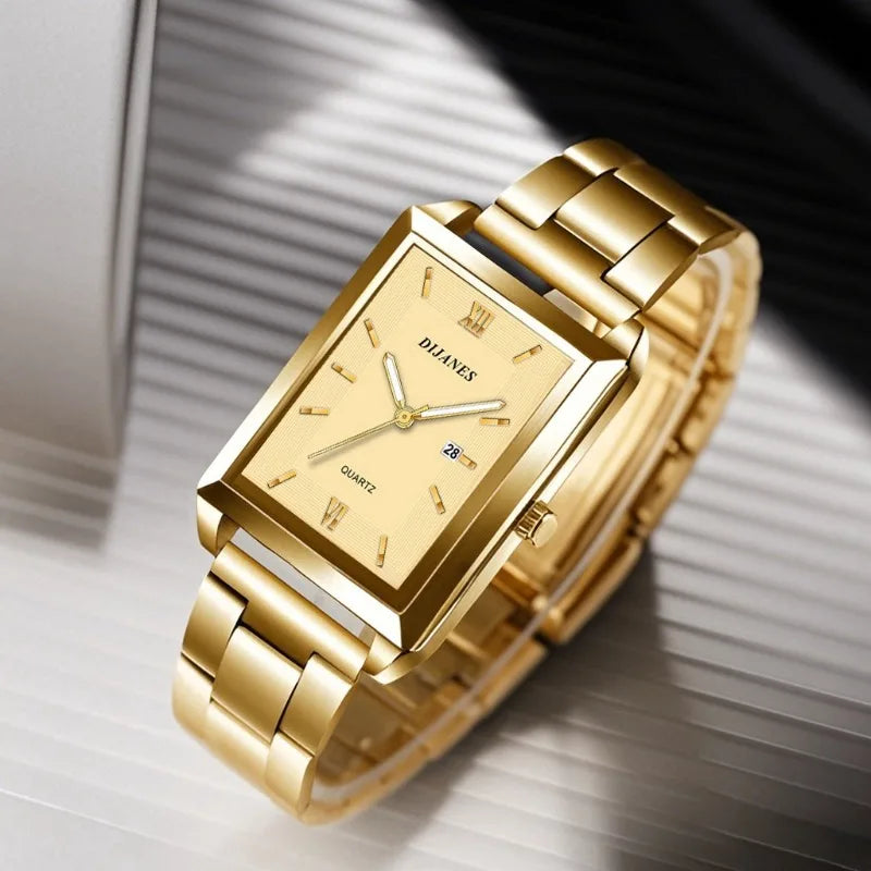 Luxury Square Gold Quartz Couple Watches