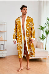 Men’s Leopard Satin Bathrobe Set