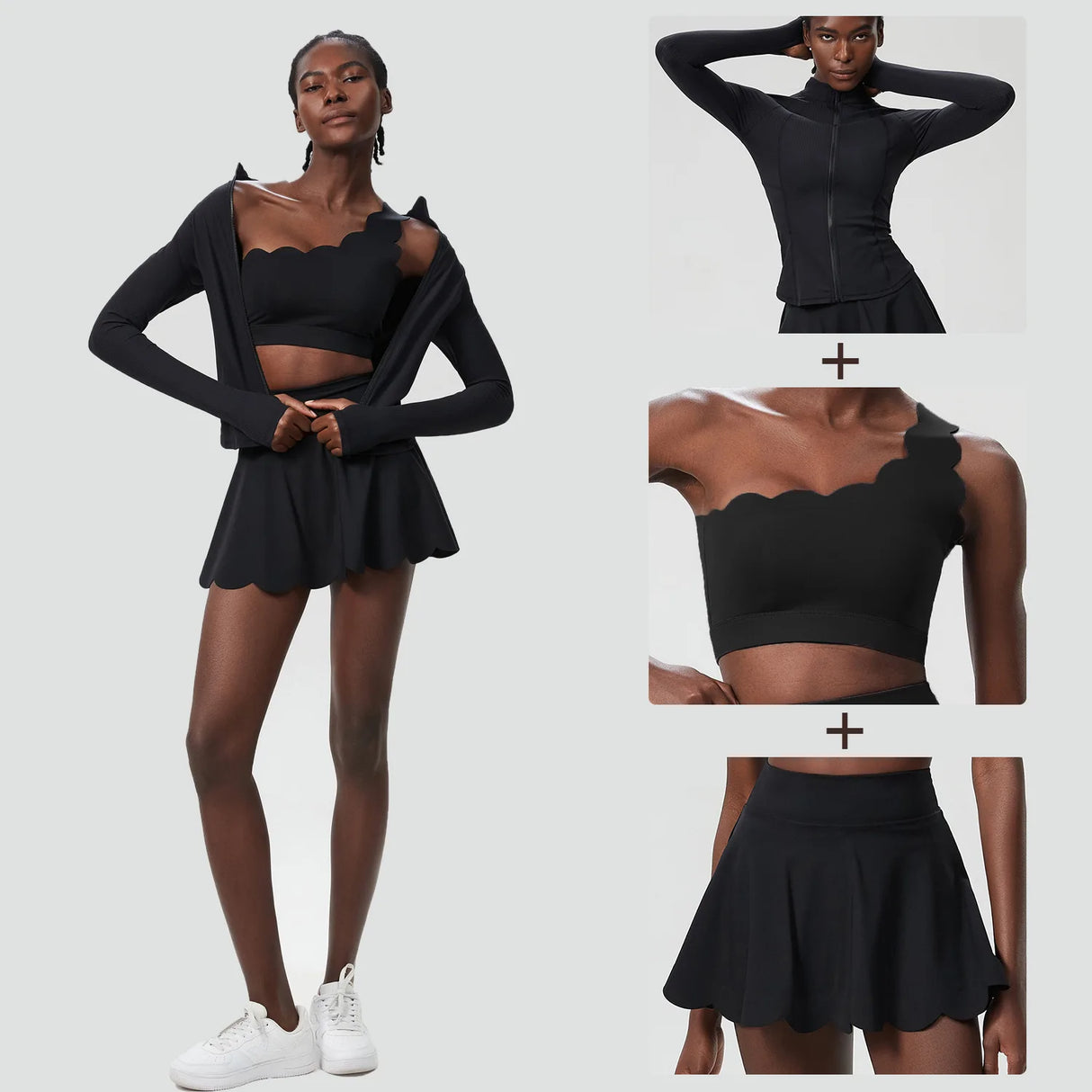 Women 3PCS Fitness Tennis Skirt Set
