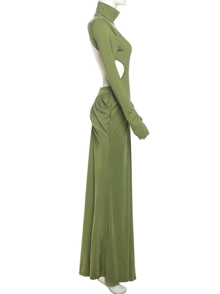 Women's Backless Ruched Maxi Dress