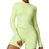 Women's Zip Long Sleeve Yoga Jacket – Gym Push-Up Sportswear Top