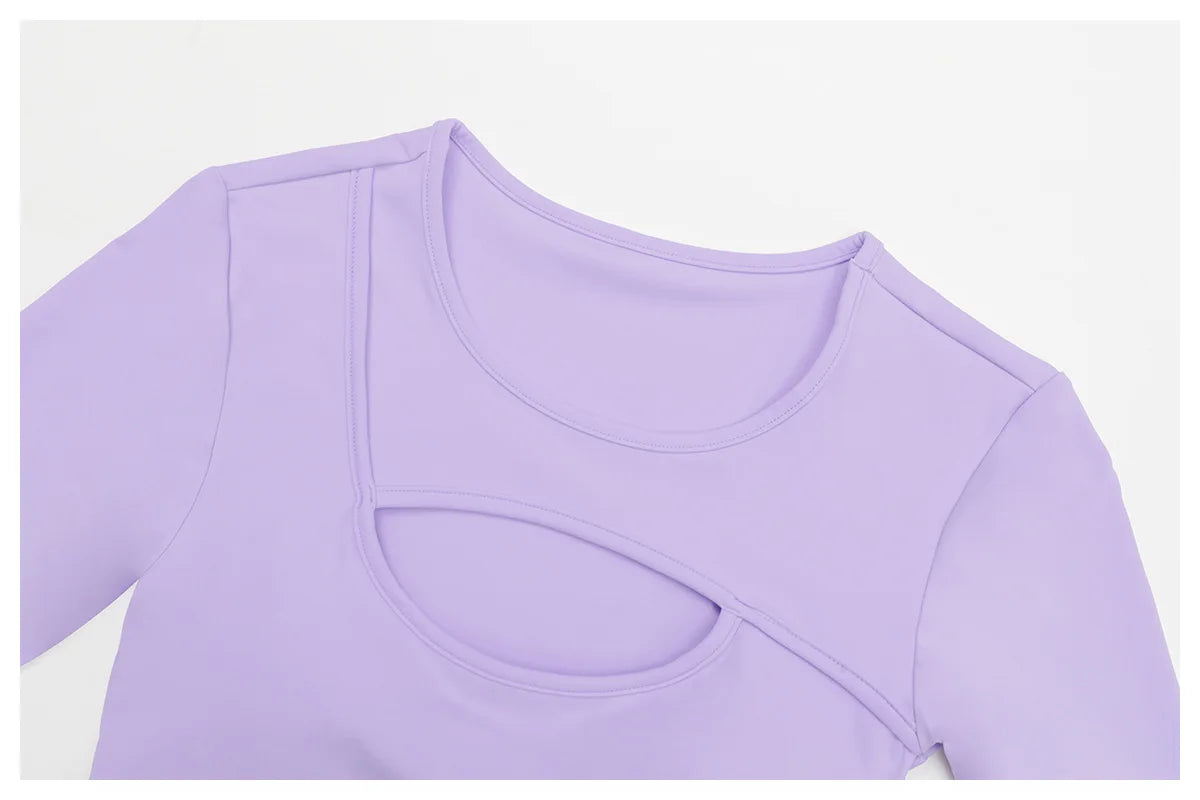 Women's Hollow Out Long Sleeve Yoga Shirt – Gym Workout Running Top