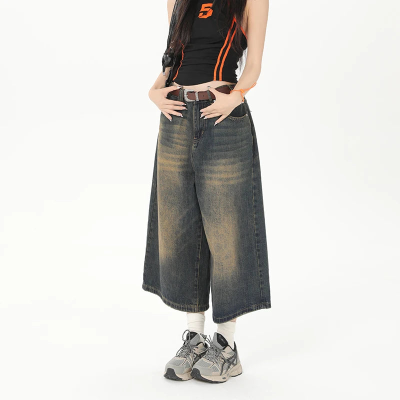 OverEase™ – Vintage Oversize Denim Shorts 2025 (Wide Leg, Relaxed & Throwback Inspired)