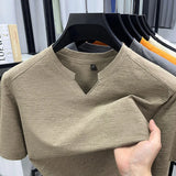 Men V-Neck Solid Short Sleeve T-Shirt
