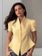 Elegant Slim Waist Single Breasted Blouse