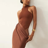 Luxe Satin Cutout Maxi Dress