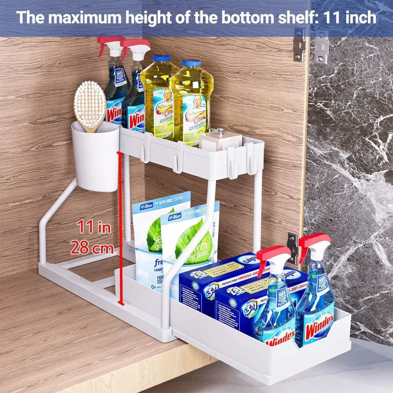 Pull-Out Kitchen Sink Storage Rack