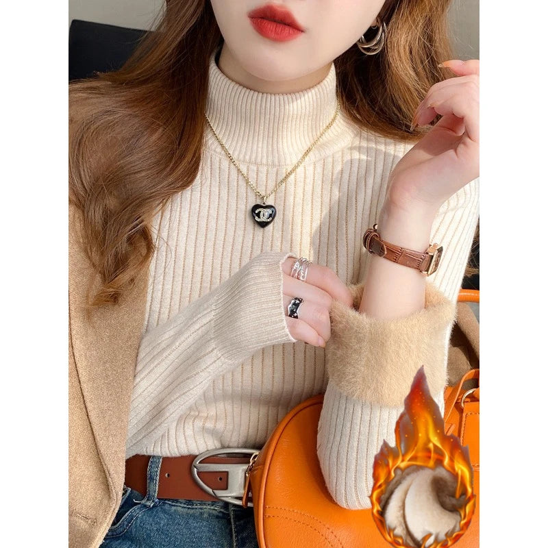 Women's Retro Red Turtleneck Sweater