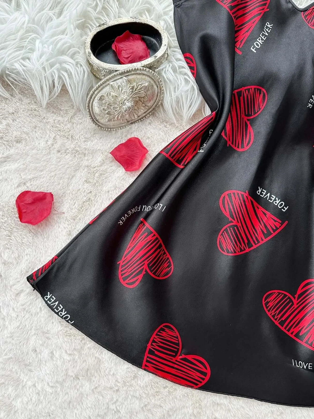 Women Satin Mini Slip Nightdress V-Neck Sleepwear