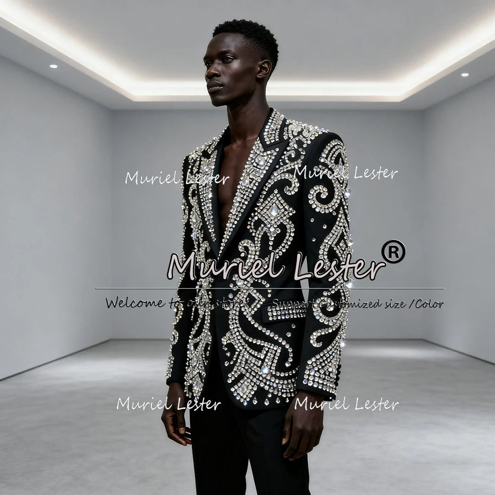 Men’s Luxury Stone-Embellished Suit Set